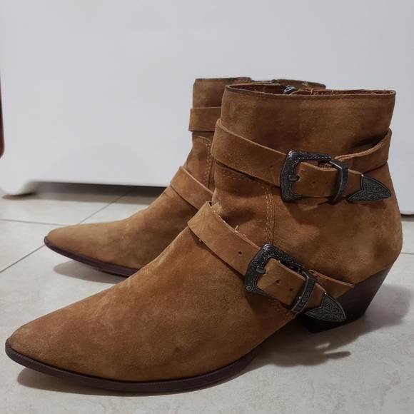 Steve Madden cuff pointed toe brown booties - Picture 2 of 7